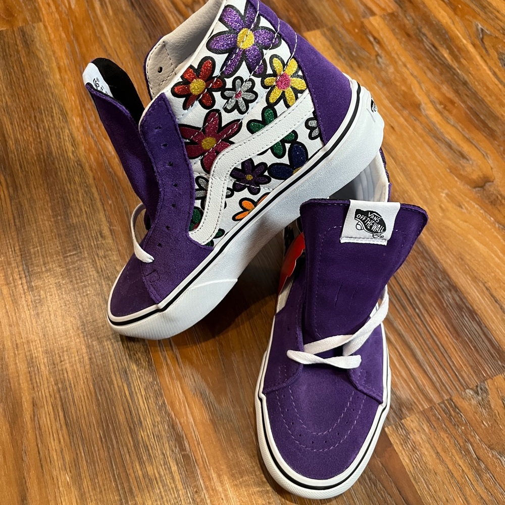 Vans purple glitter daisys